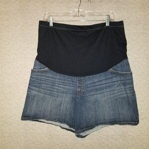 Liz Lange Maternity Secret Belly Blue Jean Shorts XXL Denim Pockets Comfort